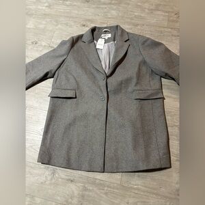Haute Edition Womens Light Gray/Grey Single Breasted Wool Blend Coat 3XL